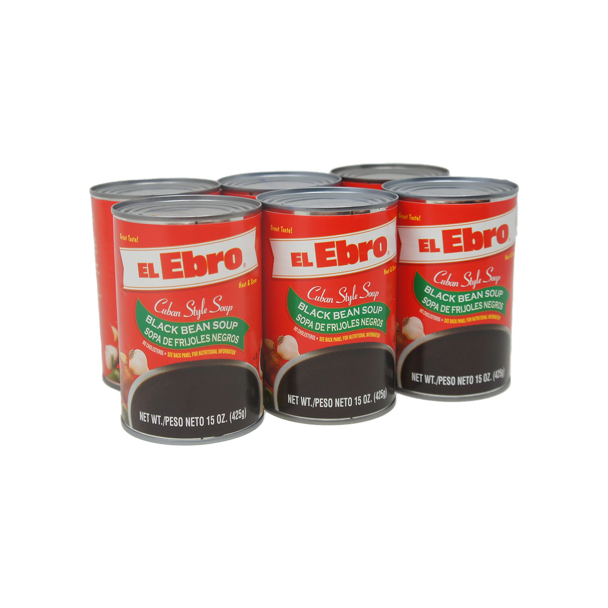 El Ebro, Black Bean Cuban Style Soup 15 oz Cans, (6 Pack)