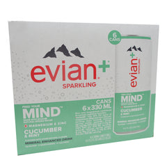 Evian +, Sparkling cucumber y mint (6 Pack) 12 oz