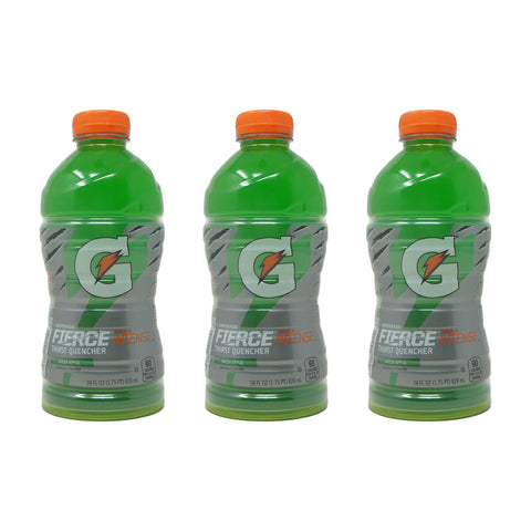 Gatorade Fierce Thirst Quencher, Green Apple Flavored, Bold & Intense, 28 oz Bottles