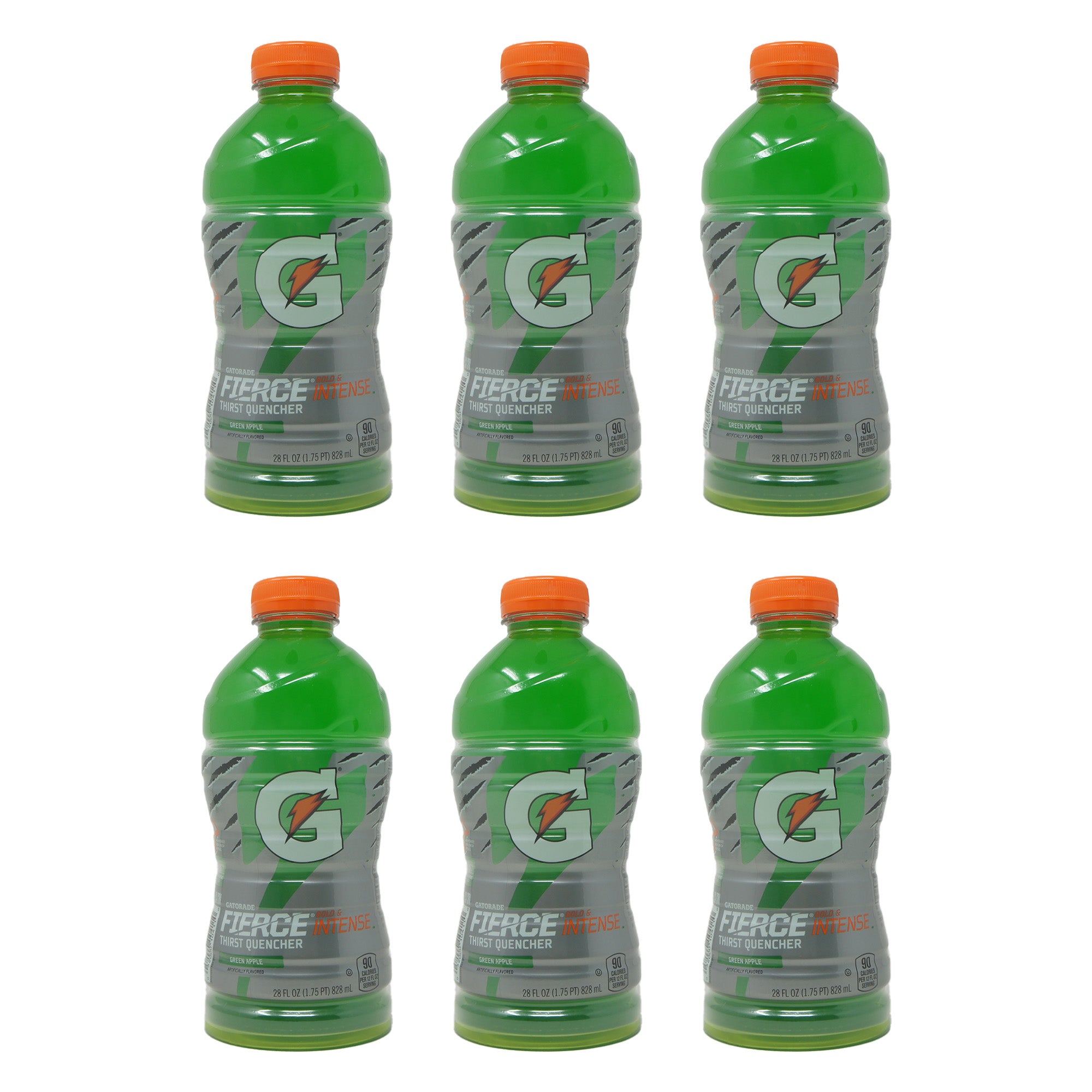 Gatorade Fierce Thirst Quencher, Green Apple Flavored, Bold & Intense, 28 oz Bottles