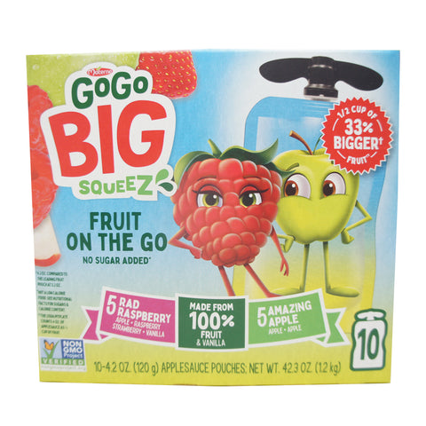 Gogo Big Squeez, Fruit On The Go No Sugar Added, Rad Raspberry, Amazing Apples, 10 oz (10 packs)