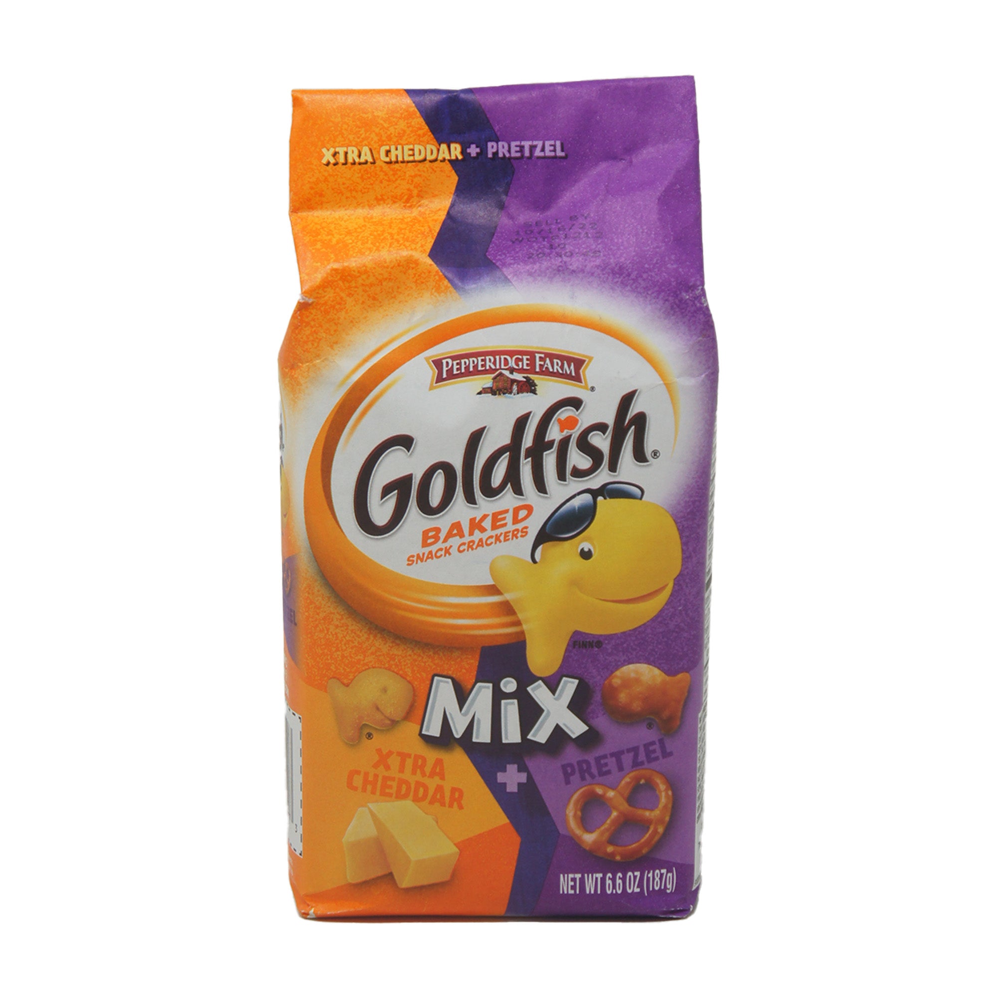 Goldfish Baked Snack Crackers Mix, Xtra Cheddar and Pretzel, 6.6 oz Pack