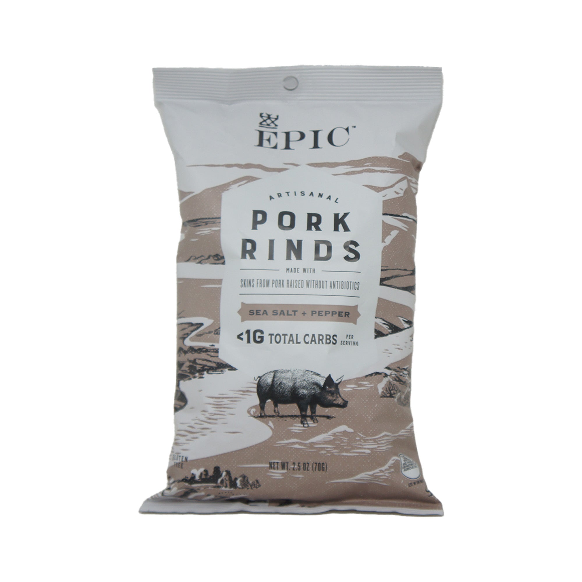 Epic, Artisanal Pork Rinds, Sea Salt and Pepper Flavor, 2.5 oz Bag
