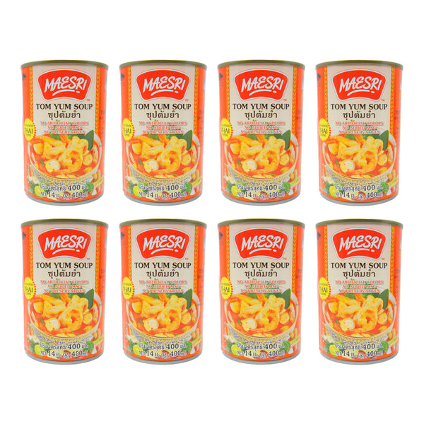 Maesri Tom Yum Soup, 14 fl oz Can, Product of Thailand (8 Pack)