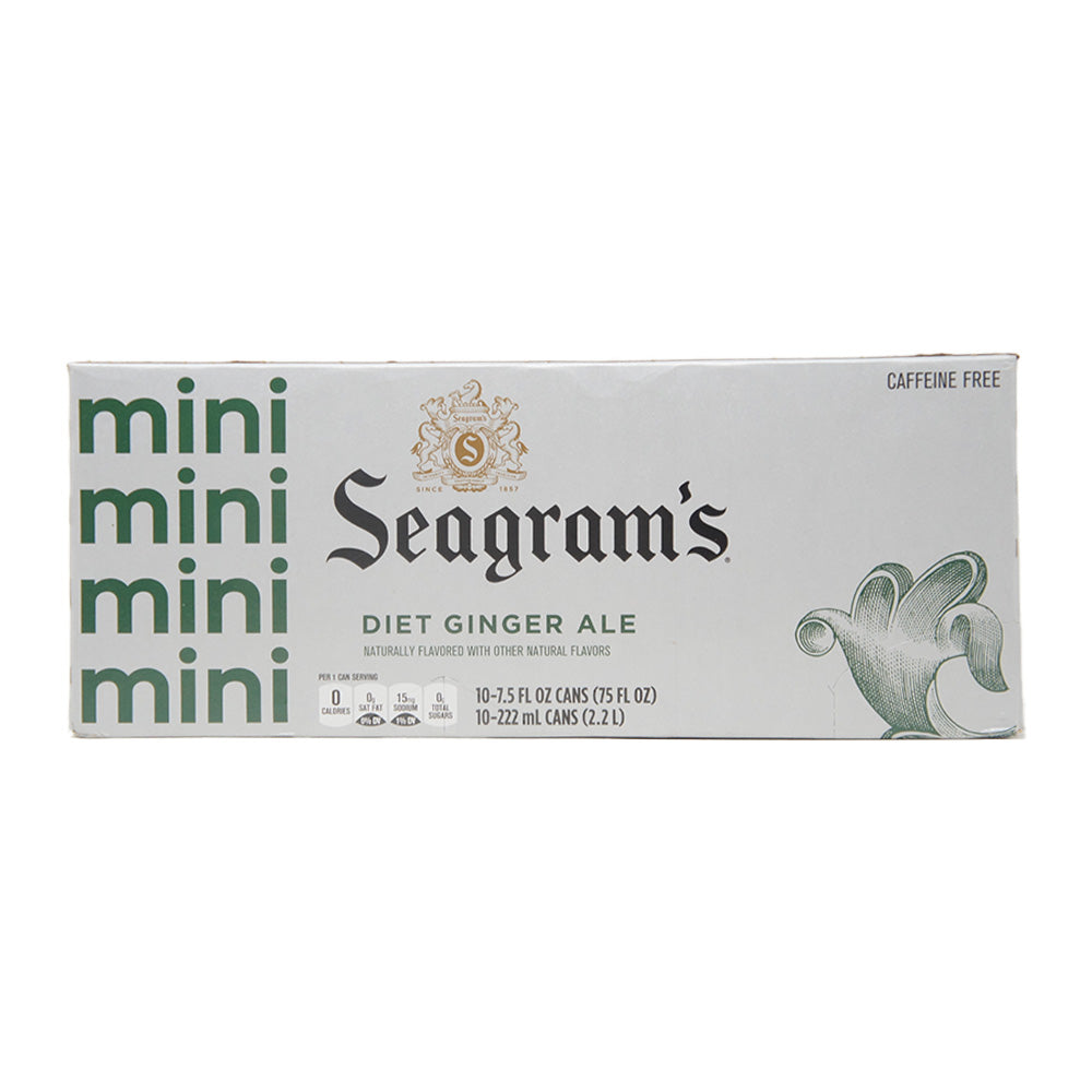 Seagrams Mini Diet Ginger Ale, 7.5 fl oz Can, 10 Cans