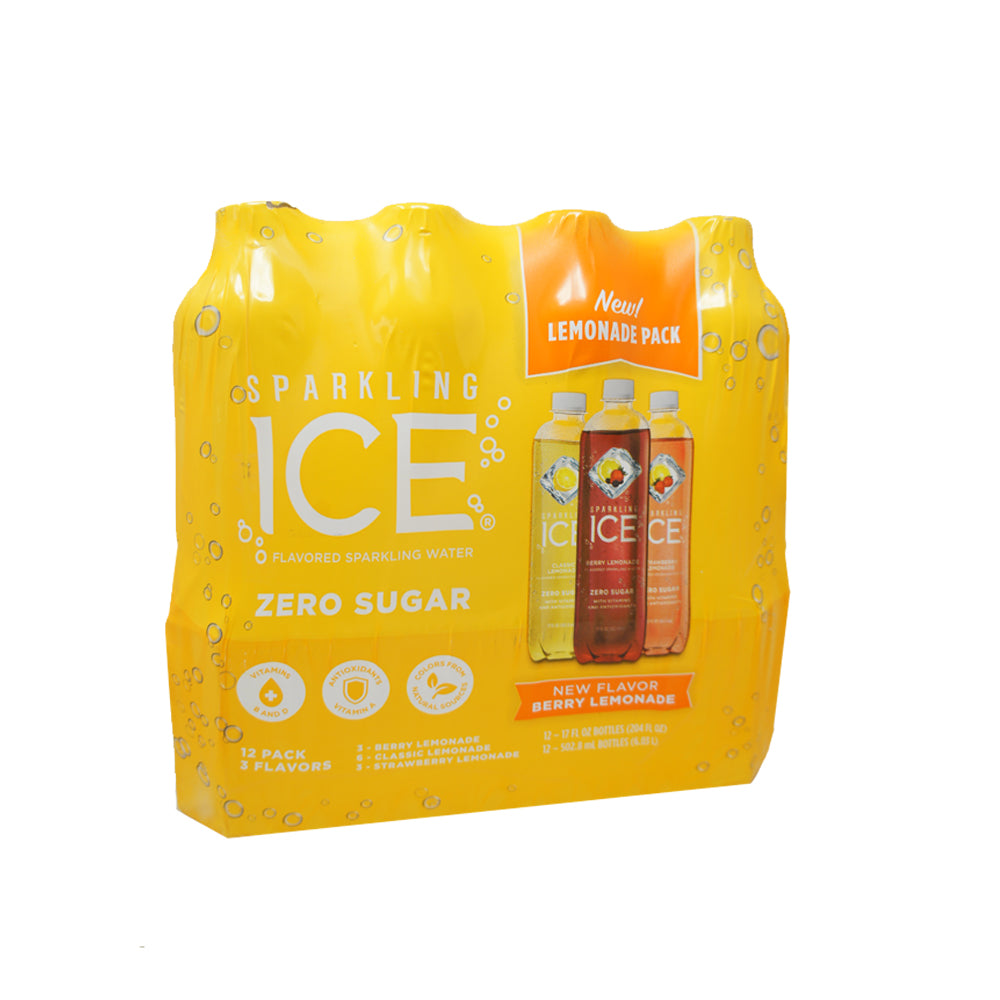 Sparkling ICE, Flavored Sparkling Water, Zero Sugar, Lemonade Pack, 17oz (12 Pack)