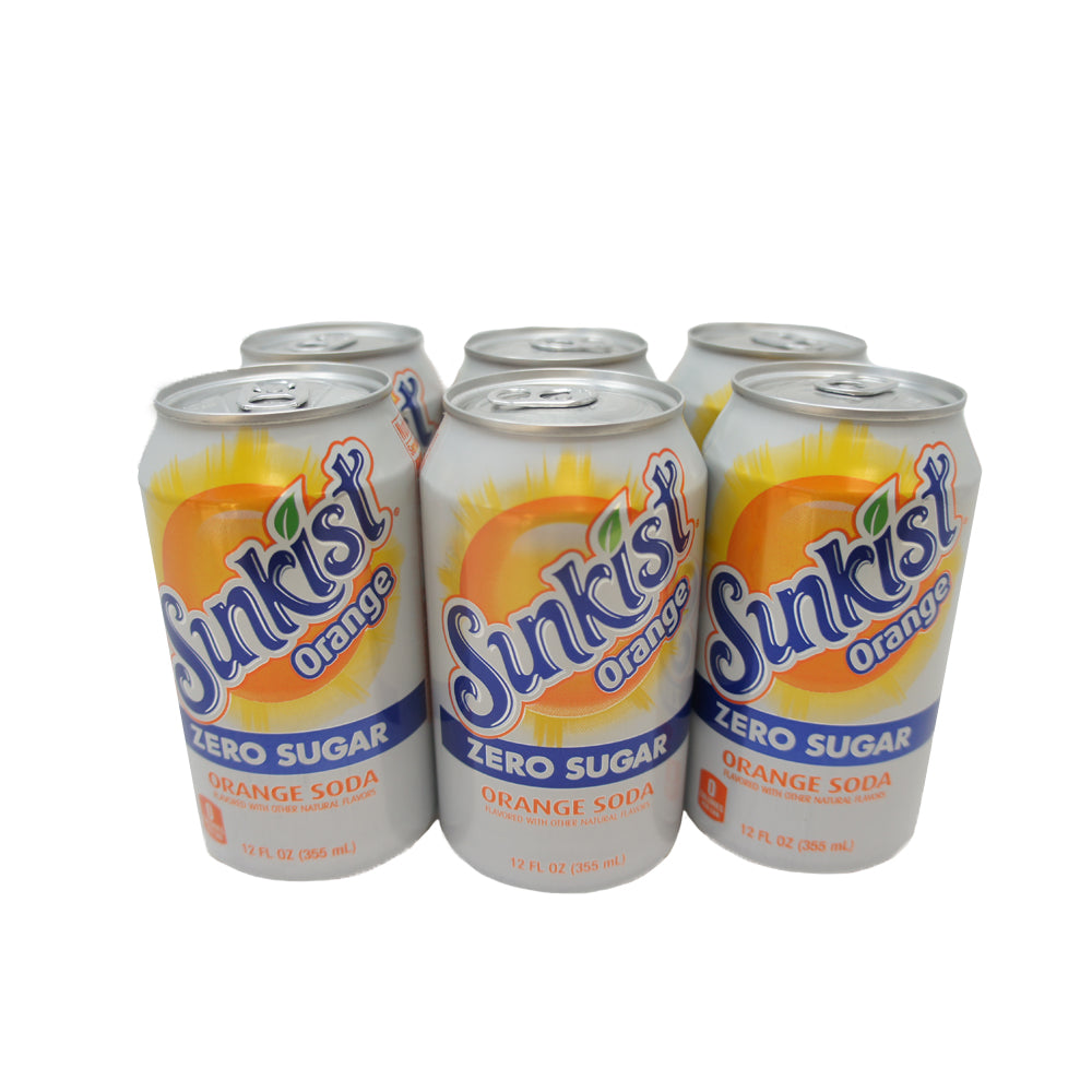 Sunkist Orange, Zero Sugar, Orange Soda Flavored With Other Natural Flavors 12 OZ (6 pack)
