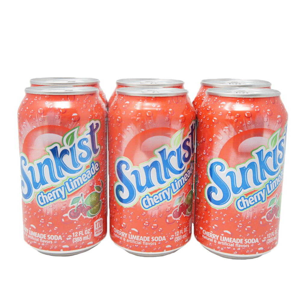 Sunkist, Cherry Limeade Soda, 12 OZ (6 pack)