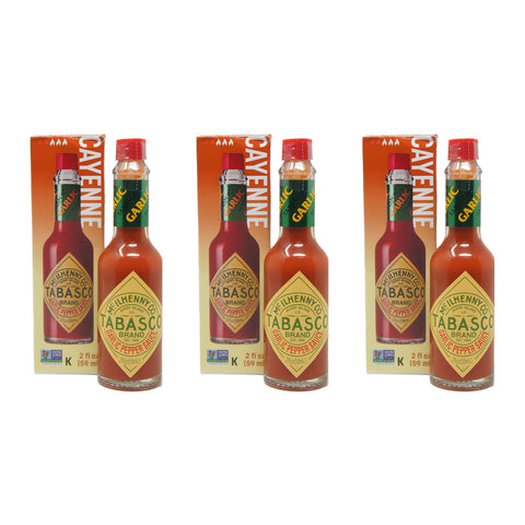 Tabasco Cayenne Garlic Flavor Pepper Hot Sauce 5 FL OZ (3 Pack)