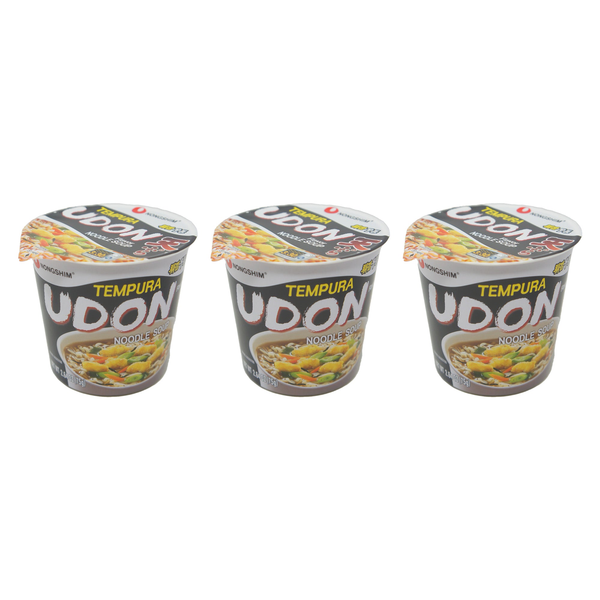 Nongshim Tempura Udon Flavor Noodle Soup, 2.64 oz Instant Cup Noodle Soup (3 Pack)